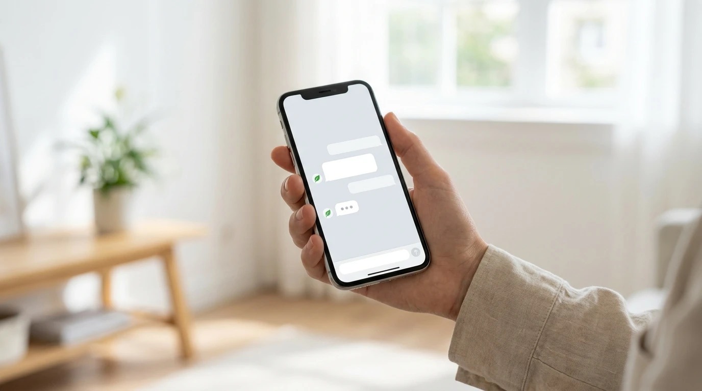 A patient asking an AI assistant a question on their phone