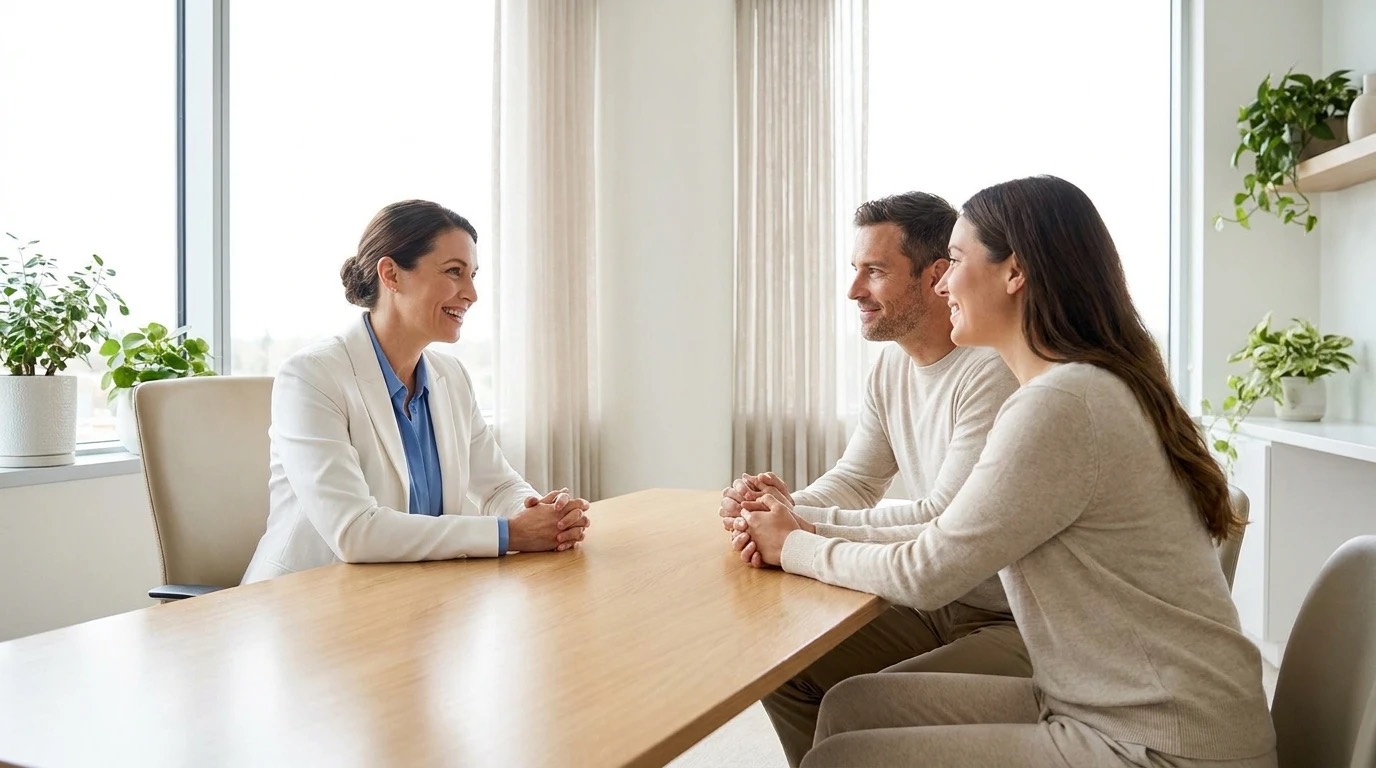A specialist dietitian in consultation with a couple
