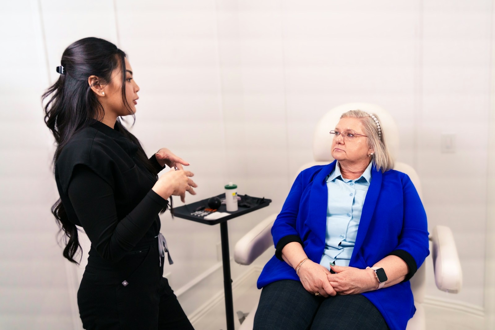 An aesthetic consultation in a clinic room