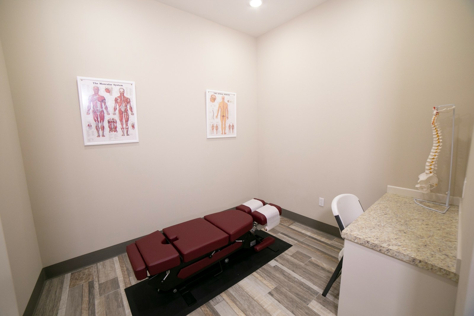 A chiropractic treatment room